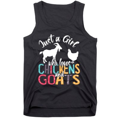 Cute Just A Girl Who Loves Chickens Goats Farmer Girls Gift Tank Top