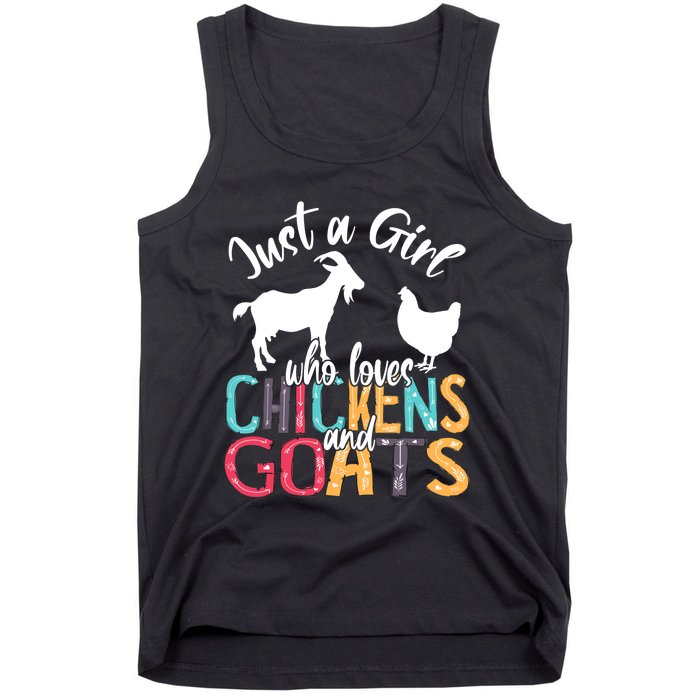 Cute Just A Girl Who Loves Chickens Goats Farmer Girls Gift Tank Top