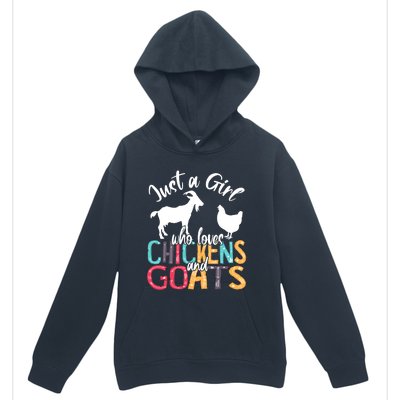 Cute Just A Girl Who Loves Chickens Goats Farmer Girls Gift Urban Pullover Hoodie