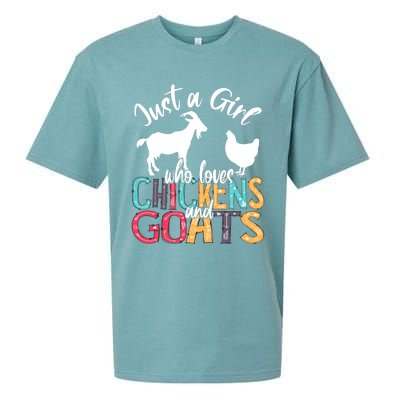 Cute Just A Girl Who Loves Chickens Goats Farmer Girls Gift Sueded Cloud Jersey T-Shirt