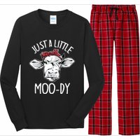 Cow Just A Little Moody Funny Cow Lover Long Sleeve Pajama Set