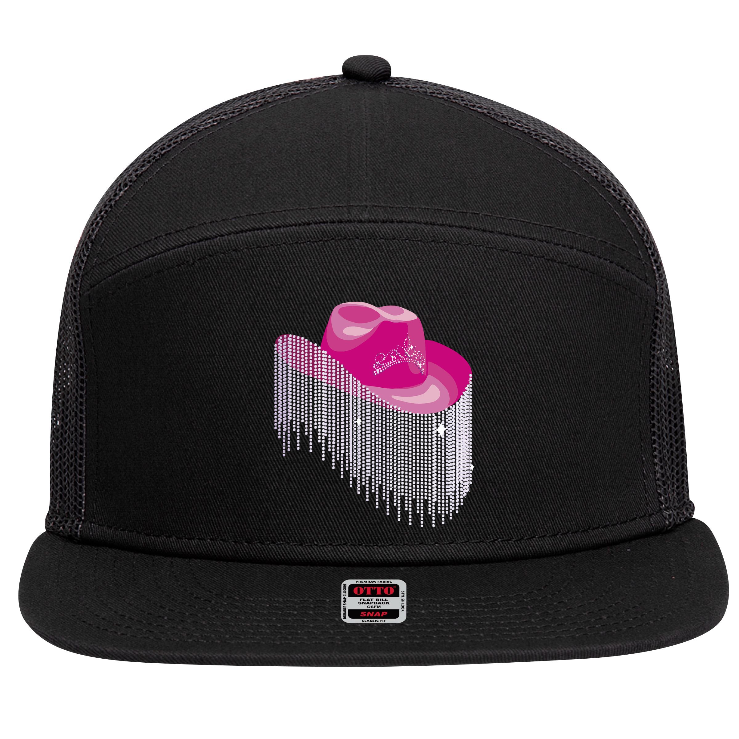 Cowboy Jewel And Glitter 7 Panel Mesh Trucker Snapback Hat