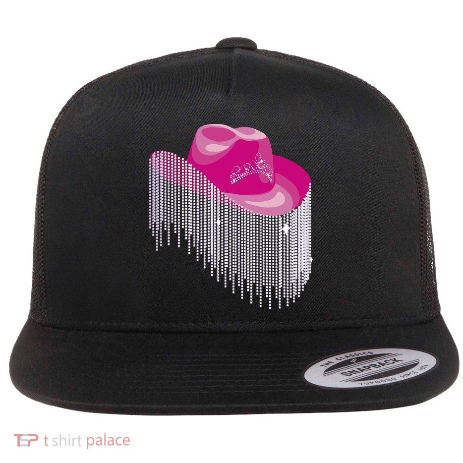 Cowboy Jewel And Glitter Flat Bill Trucker Hat