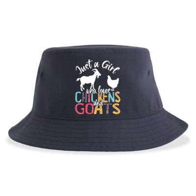 Cute Just A Girl Who Loves Chickens Goats Farmer Girl Sustainable Bucket Hat