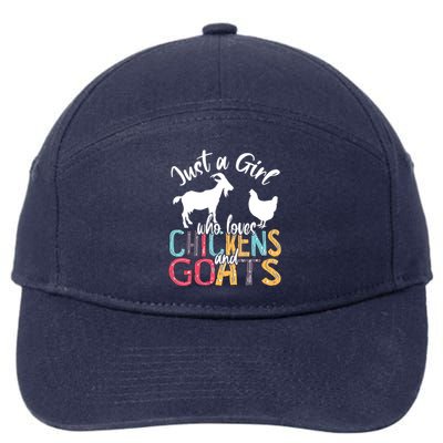 Cute Just A Girl Who Loves Chickens Goats Farmer Girl 7-Panel Snapback Hat