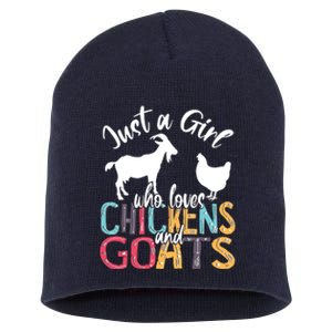 Cute Just A Girl Who Loves Chickens Goats Farmer Girl Short Acrylic Beanie