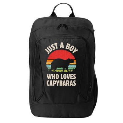 Capybara Just A Boy Who Loves Capybaras Retro Vintage Sunset City Backpack