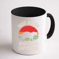 Capybara Just A Boy Who Loves Capybaras Retro Vintage Sunset Mug