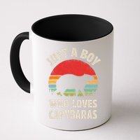 Capybara Just A Boy Who Loves Capybaras Retro Vintage Sunset Mug