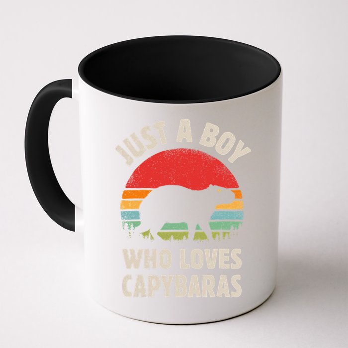 Capybara Just A Boy Who Loves Capybaras Retro Vintage Sunset Mug