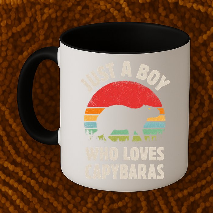 Capybara Just A Boy Who Loves Capybaras Retro Vintage Sunset Mug