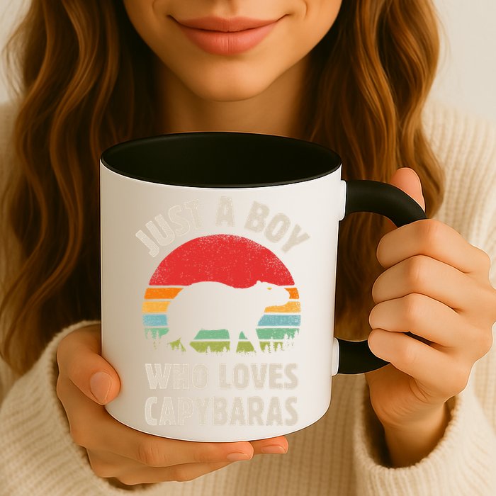 Capybara Just A Boy Who Loves Capybaras Retro Vintage Sunset Mug