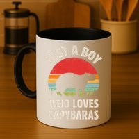Capybara Just A Boy Who Loves Capybaras Retro Vintage Sunset Mug