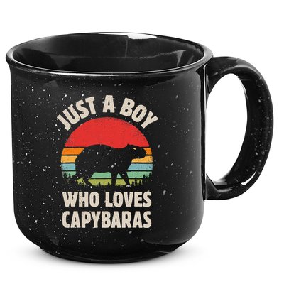 Capybara Just A Boy Who Loves Capybaras Retro Vintage Sunset 15oz Campfire Ceramic Mug