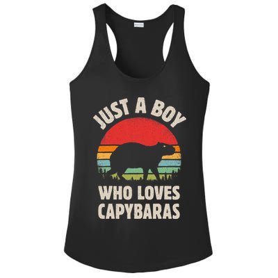 Capybara Just A Boy Who Loves Capybaras Retro Vintage Sunset Ladies PosiCharge Competitor Racerback Tank