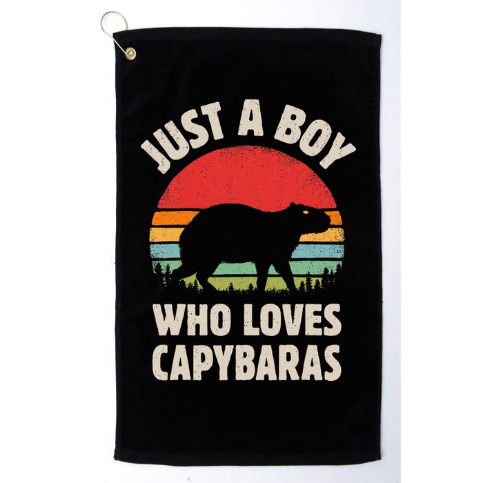 Capybara Just A Boy Who Loves Capybaras Retro Vintage Sunset Golf Towel