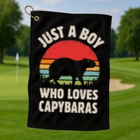 Capybara Just A Boy Who Loves Capybaras Retro Vintage Sunset Golf Towel
