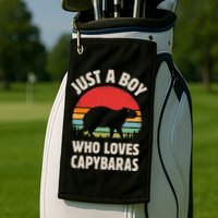 Capybara Just A Boy Who Loves Capybaras Retro Vintage Sunset Golf Towel