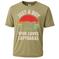 Capybara Just A Boy Who Loves Capybaras Retro Vintage Sunset Performance Shirt