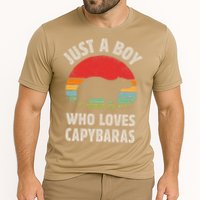 Capybara Just A Boy Who Loves Capybaras Retro Vintage Sunset Performance Shirt