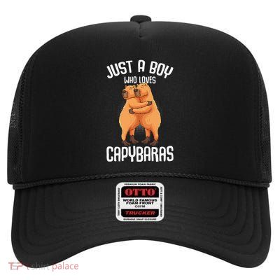 Capybara Just A Boy Who Loves Capybaras High Crown Mesh Back Trucker Hat