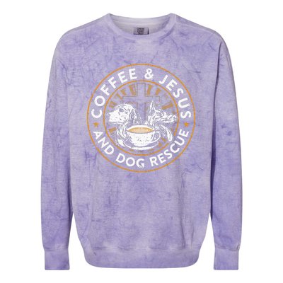 Coffee& Jesus And Dog Rescue Animal Rescue Cat Dog Colorblast Crewneck Sweatshirt