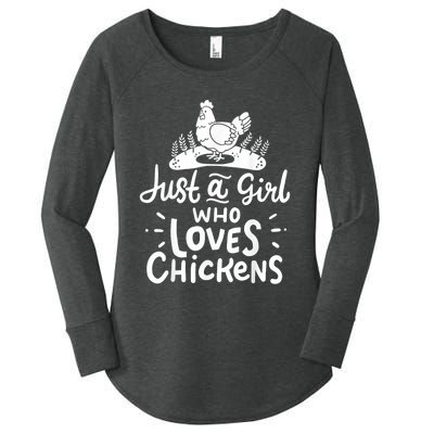 Chicken Just A Girl Who Loves Chickens Women's Perfect Tri Tunic Long Sleeve Shirt