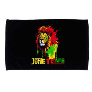 Celebrate Junenth African Lion Face Freedom Day 1865 Gift Microfiber Hand Towel