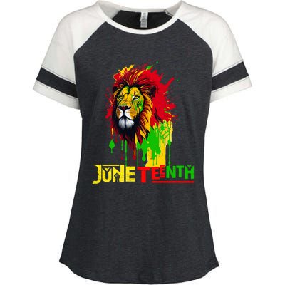 Celebrate Junenth African Lion Face Freedom Day 1865 Gift Enza Ladies Jersey Colorblock Tee