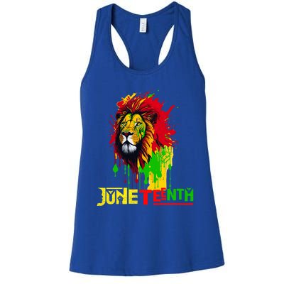 Celebrate Junenth African Lion Face Freedom Day 1865 Gift Women's Racerback Tank