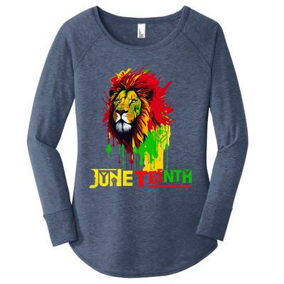 Celebrate Junenth African Lion Face Freedom Day 1865 Gift Women's Perfect Tri Tunic Long Sleeve Shirt