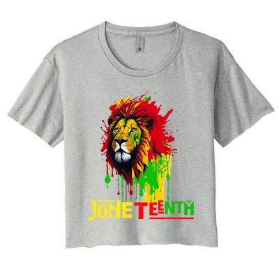 Celebrate Junenth African Lion Face Freedom Day 1865 Gift Women's Crop Top Tee