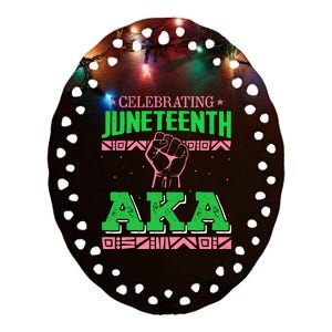 Celebrating Juneteenth Aka Fist Black History Ceramic Oval Ornament