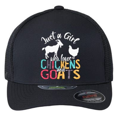 Cute Just A Girl Who Loves Chickens Goats Farmer Flexfit Unipanel Trucker Cap