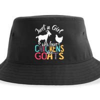 Cute Just A Girl Who Loves Chickens Goats Farmer Sustainable Bucket Hat