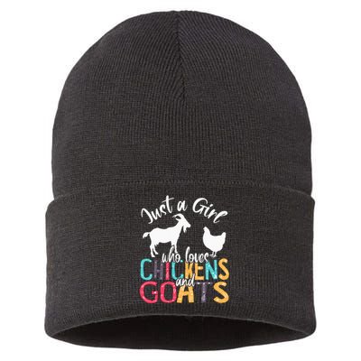 Cute Just A Girl Who Loves Chickens Goats Farmer Sustainable Knit Beanie