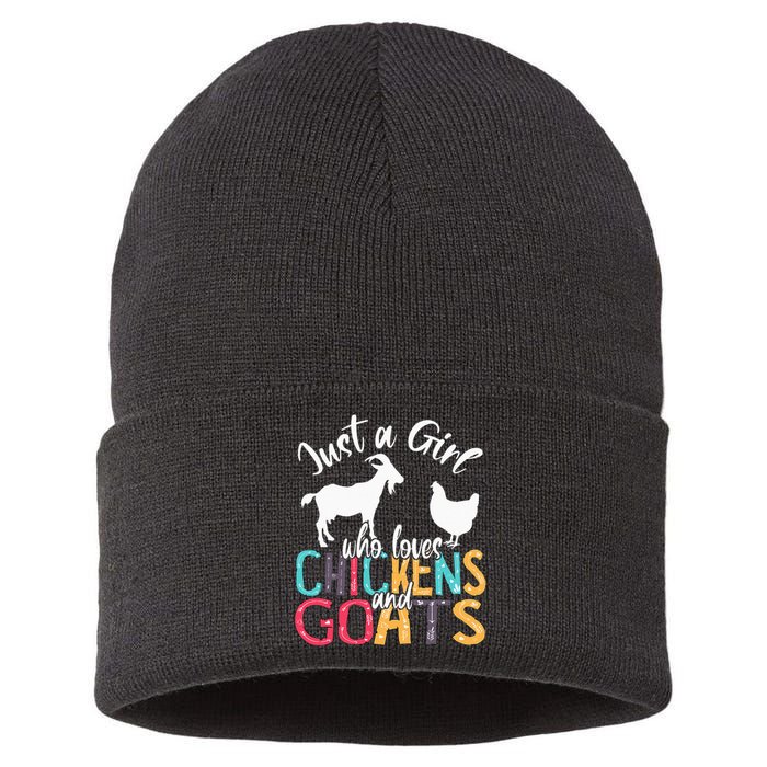 Cute Just A Girl Who Loves Chickens Goats Farmer Sustainable Knit Beanie