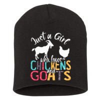 Cute Just A Girl Who Loves Chickens Goats Farmer Short Acrylic Beanie