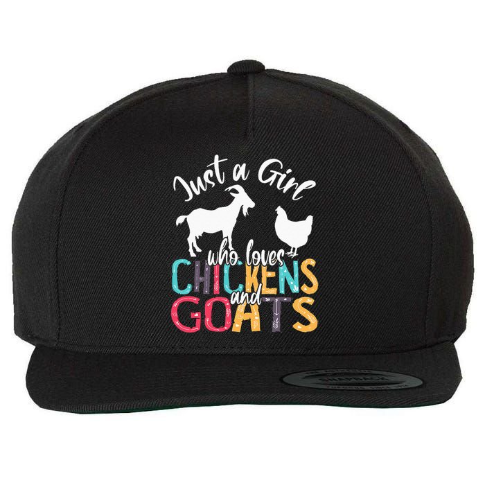 Cute Just A Girl Who Loves Chickens Goats Farmer Wool Snapback Cap