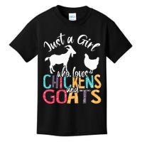 Cute Just A Girl Who Loves Chickens Goats Farmer Kids T-Shirt