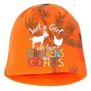 Cute Just A Girl Who Loves Chickens Goats Farmer Kati - Camo Knit Beanie