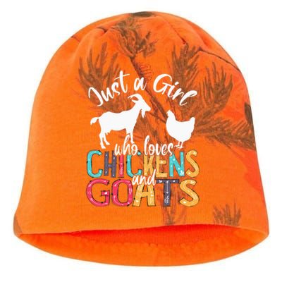 Cute Just A Girl Who Loves Chickens Goats Farmer Kati - Camo Knit Beanie