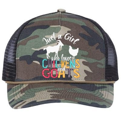 Cute Just A Girl Who Loves Chickens Goats Farmer Retro Rope Trucker Hat Cap