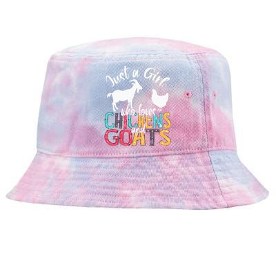 Cute Just A Girl Who Loves Chickens Goats Farmer Tie-Dyed Bucket Hat