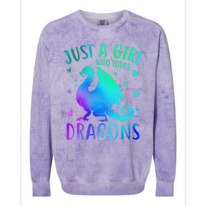 Cute Just A Girlss Who Loves Dragons Women Colorblast Crewneck Sweatshirt