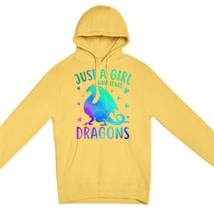 Cute Just A Girlss Who Loves Dragons Women Premium Pullover Hoodie