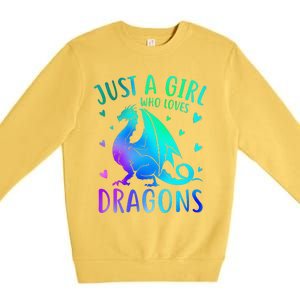 Cute Just A Girlss Who Loves Dragons Women Premium Crewneck Sweatshirt