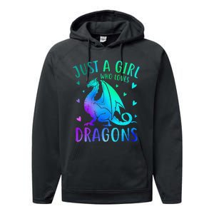 Cute Just A Girlss Who Loves Dragons Women Performance Fleece Hoodie