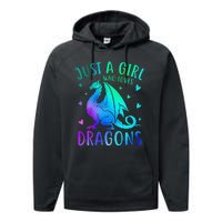 Cute Just A Girlss Who Loves Dragons Women Performance Fleece Hoodie