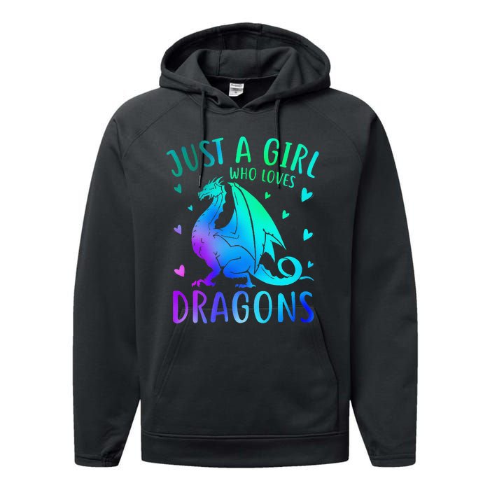 Cute Just A Girlss Who Loves Dragons Women Performance Fleece Hoodie